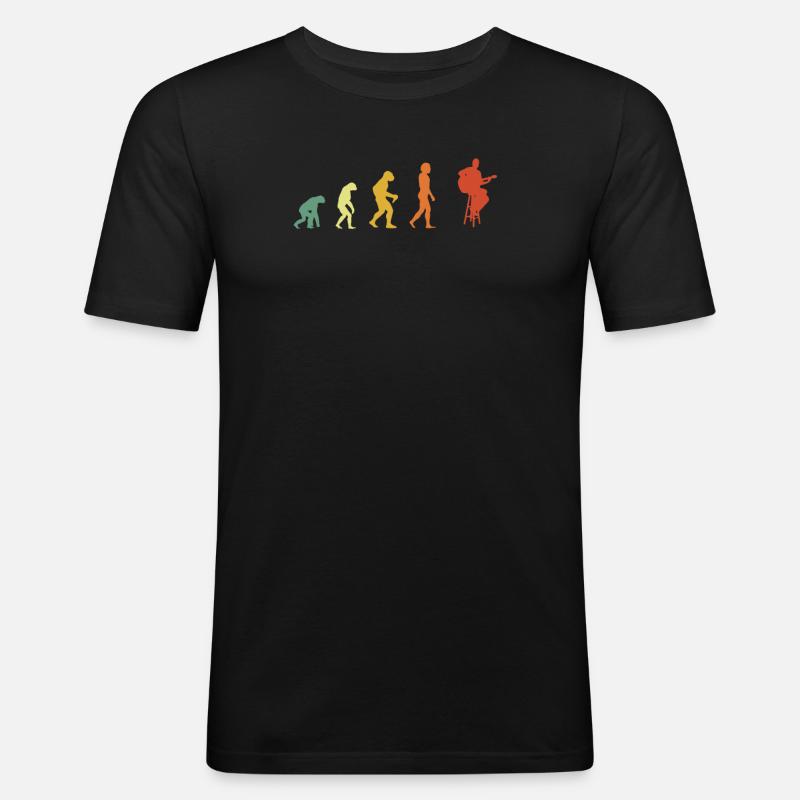 Retro Guitar Evolution - Männer Slim Fit T-Shirt - Schwarz