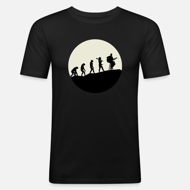 Guitarists Evolution Moon - Männer Slim Fit T-Shirt - Schwarz