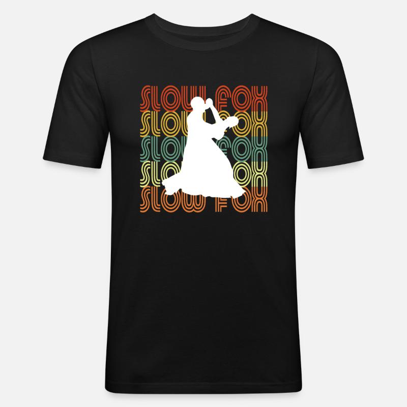 SLOW FOX - Männer Slim Fit T-Shirt - Schwarz