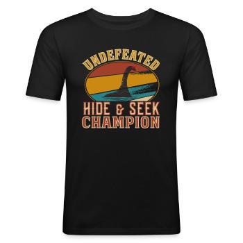 Retro Undefeated Hide and Seek Champion Nessie - Men's Slim Fit T-Shirt - black - Front - Nik (191cm)