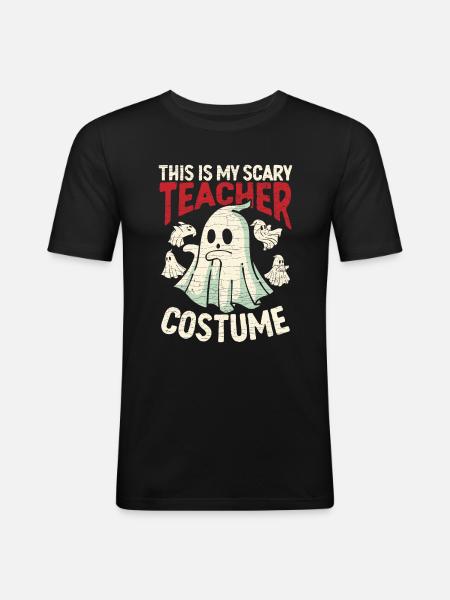 Halloween Lehrer Geist - Männer Slim Fit T-Shirt - Schwarz