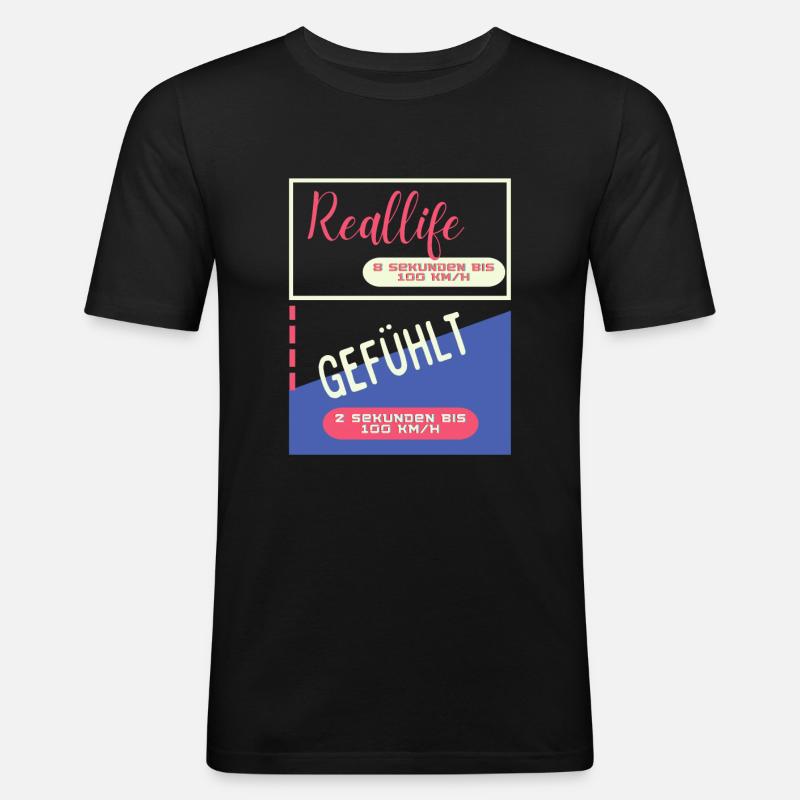 2 Sekunden bis 100 km/h - Männer Slim Fit T-Shirt - Schwarz