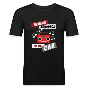 Tuning the resonating body in my car - Men's Slim Fit T-Shirt - black - Front - Nik (191cm)