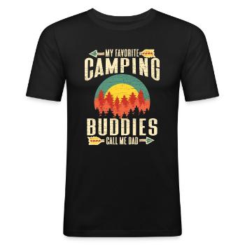Camper Camping Papa - Männer Slim Fit T-Shirt - Schwarz - Vorne - Nik (191cm)