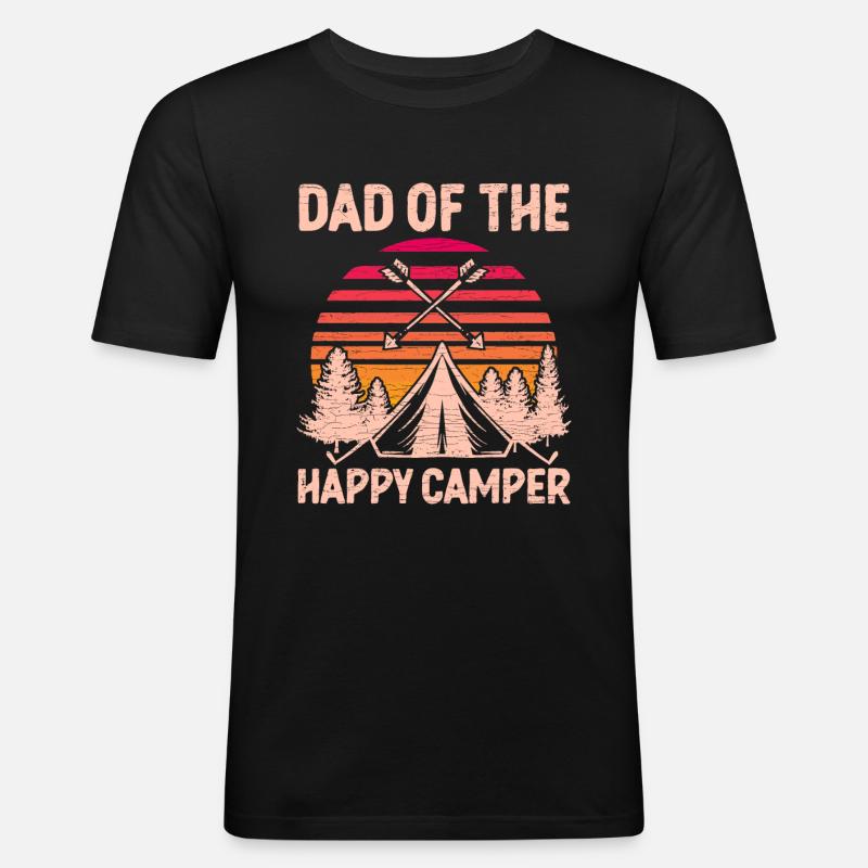 Camping Geschenk Papa Camper - Männer Slim Fit T-Shirt - Schwarz