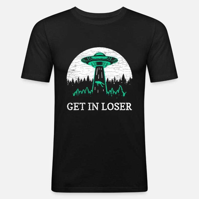 Ufo Alien - Männer Slim Fit T-Shirt - Schwarz