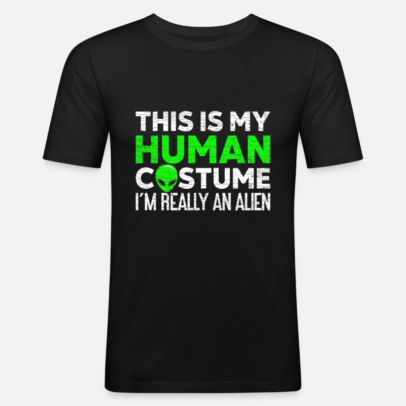 Alien Außerirdischer Spruch - Männer Slim Fit T-Shirt - Schwarz