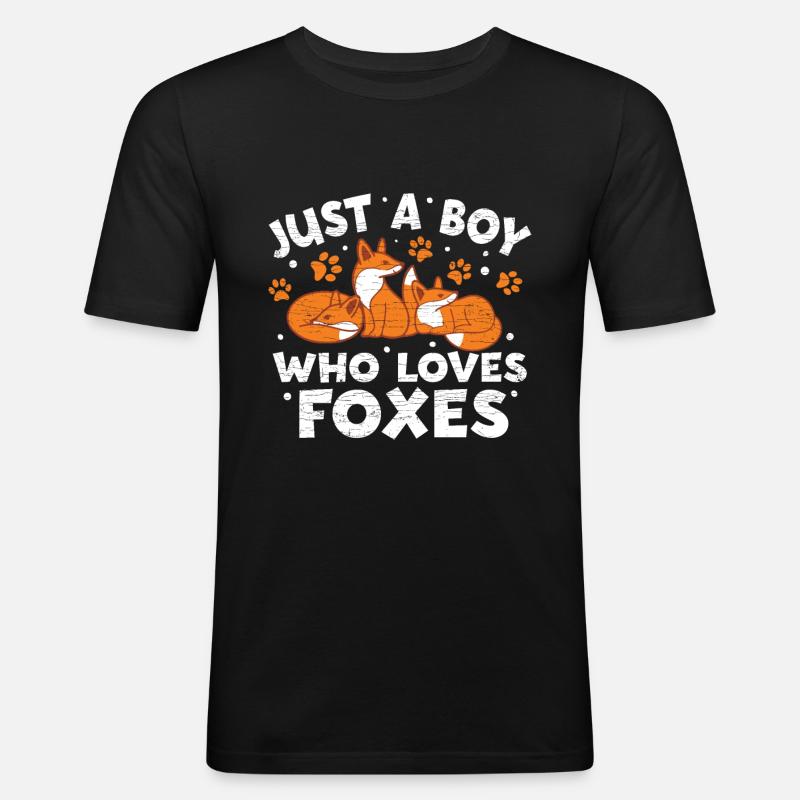 Fuchs Kinder Geschenk - Männer Slim Fit T-Shirt - Schwarz