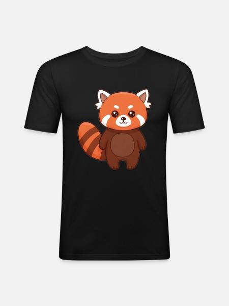 Animal Cartoon Red Panda - Men's Slim Fit T-Shirt - black