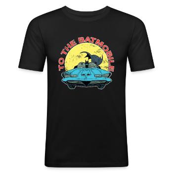DC Comics Batman Robin Batmobile Vintage - Men's Slim Fit T-Shirt - black - Front - Nik (191cm)