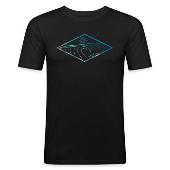Stay Curious Wave - Men's Slim Fit T-Shirt - black - Front - Nik (191cm)