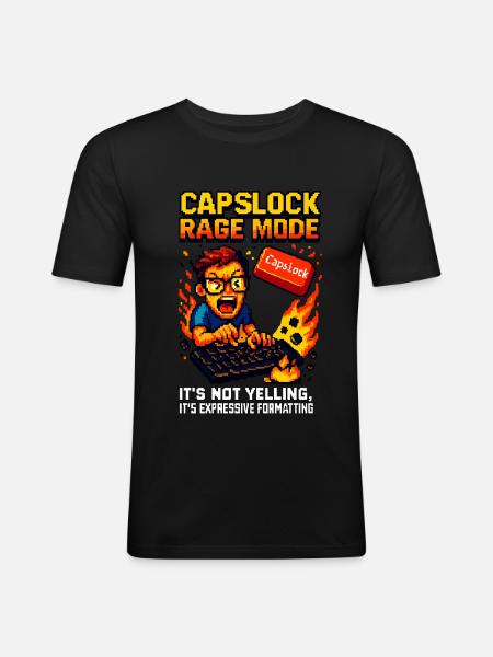 Capslock Rage Mode - Men's Slim Fit T-Shirt - black