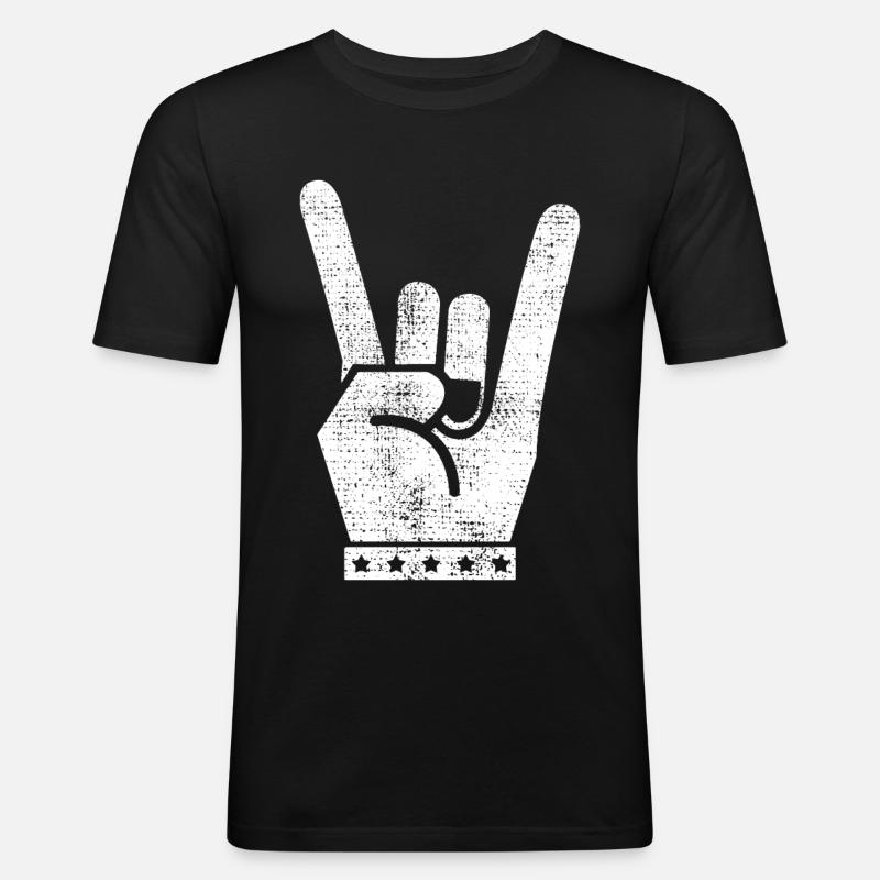 Rock And Roll - Männer Slim Fit T-Shirt - Schwarz