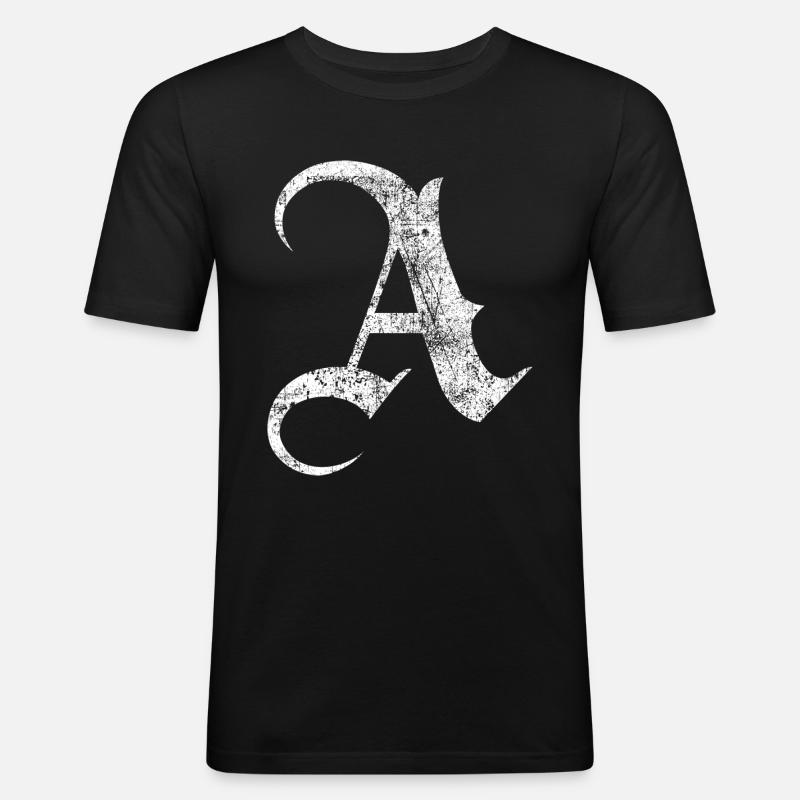 Tshirt alphabet initial A - Men's Slim Fit T-Shirt - black
