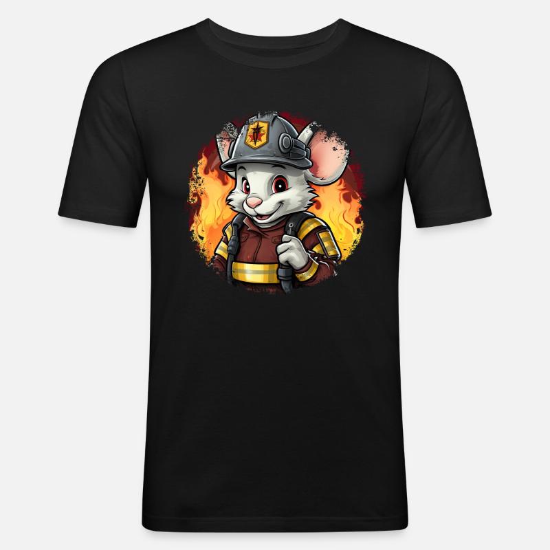 Fire Brigade Mouse - Men's Slim Fit T-Shirt - black