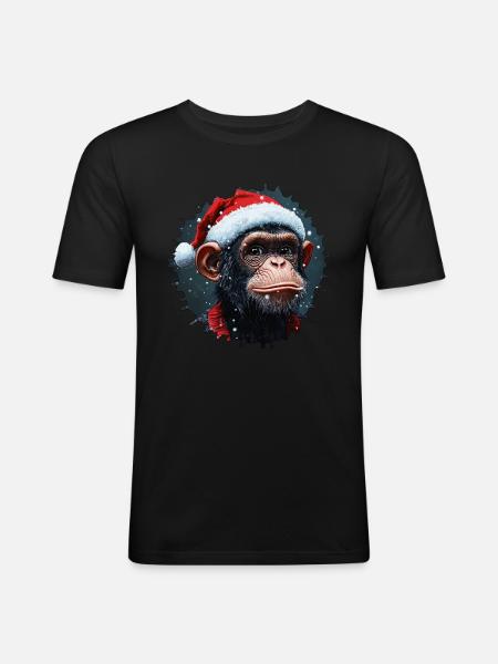 Monkey Christmas - Men's Slim Fit T-Shirt - black