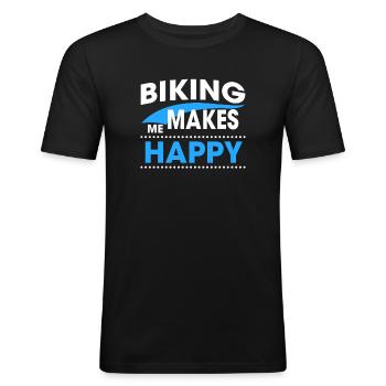 BIKING - Männer Slim Fit T-Shirt - Schwarz - Vorne - Nik (191cm)