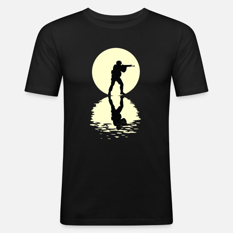 Moon Airsoft Tee - Männer Slim Fit T-Shirt - Schwarz