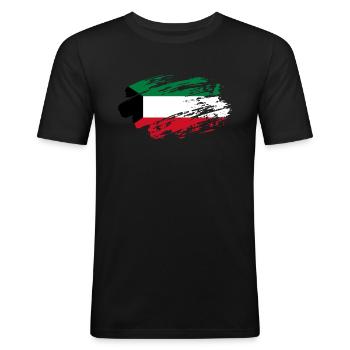 Kuwait Flag Tea - Men's Slim Fit T-Shirt - black - Front - Nik (191cm)