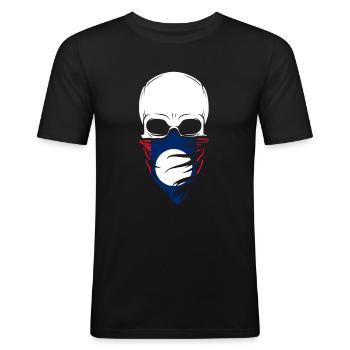Laos Skull Tee - Laos - Männer Slim Fit T-Shirt - Schwarz - Vorne - Nik (191cm)
