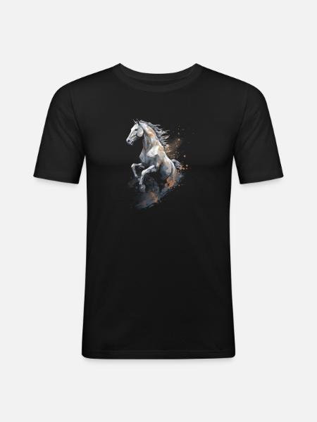 Springpferd Polygon im Staub - Männer Slim Fit T-Shirt - Schwarz