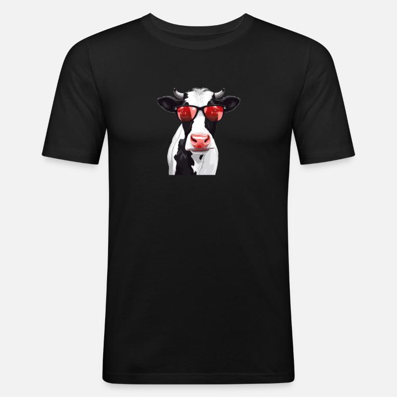 Conception de vaches comiques - T-shirt près du corps Homme - noir
