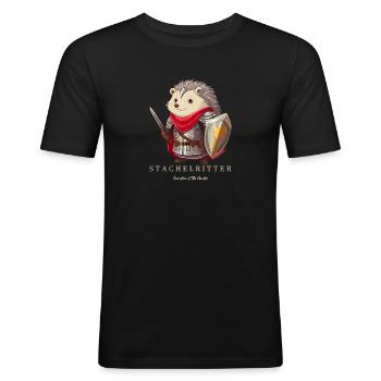Spiked Knight Comic Hedgehog Knight Garden Guardian - Men's Slim Fit T-Shirt - black - Front - Nik (191cm)