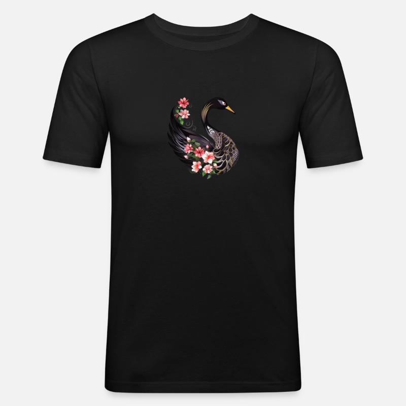Polygon Schwan schwarz - Männer Slim Fit T-Shirt - Schwarz