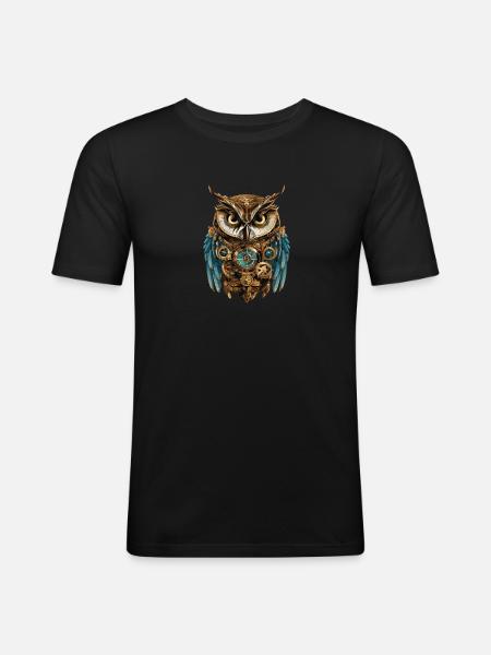 Mechanical Owls Fantasy - Men's Slim Fit T-Shirt - black