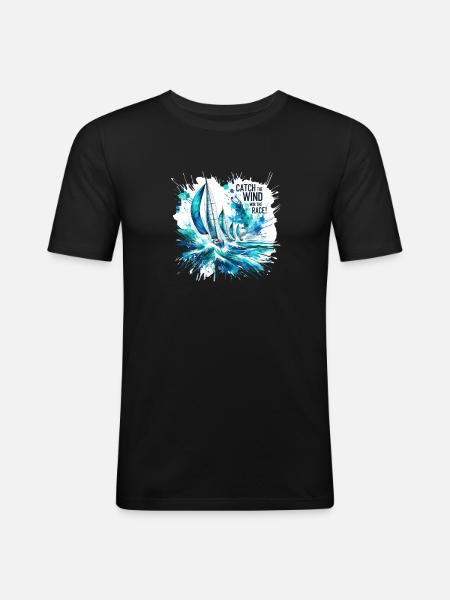 Sailing Ship Regatta Sea - Men's Slim Fit T-Shirt - black