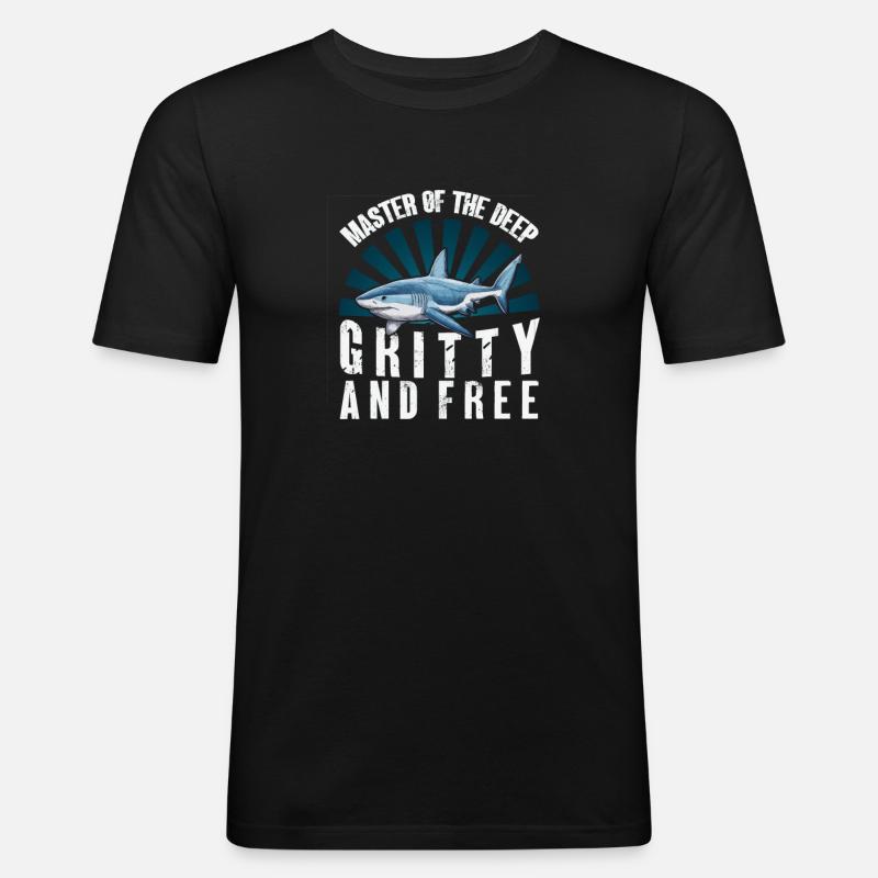 Comic-hai Unter Wasser - Männer Slim Fit T-Shirt - Schwarz