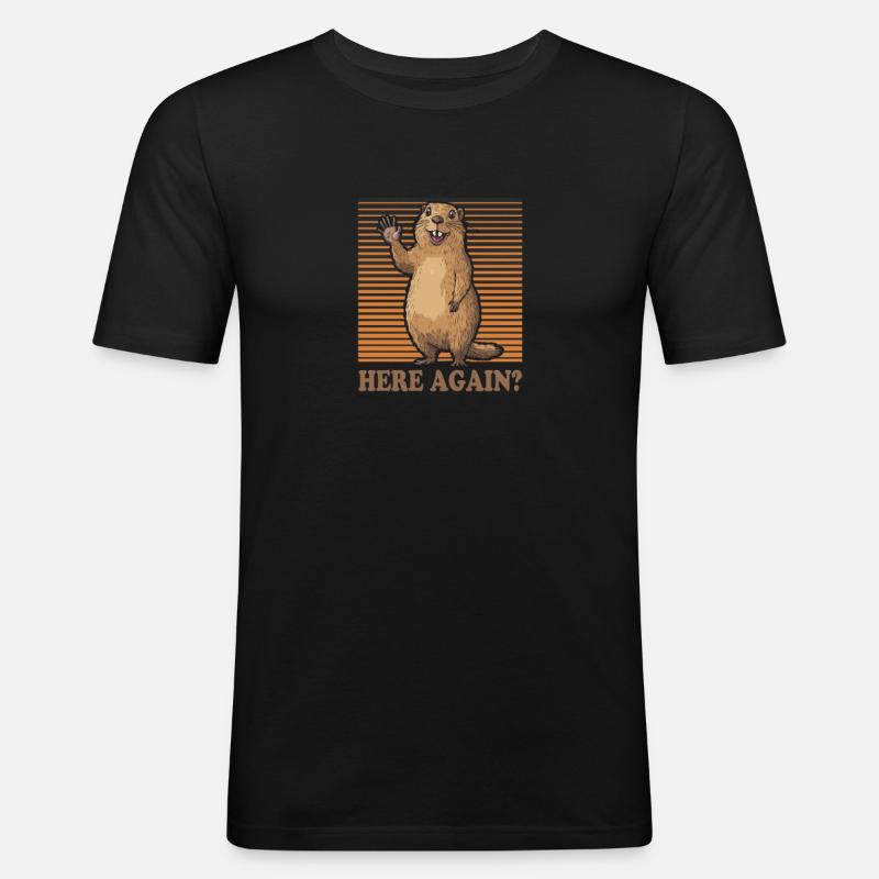 Comic groundhog that greets - Men's Slim Fit T-Shirt - black
