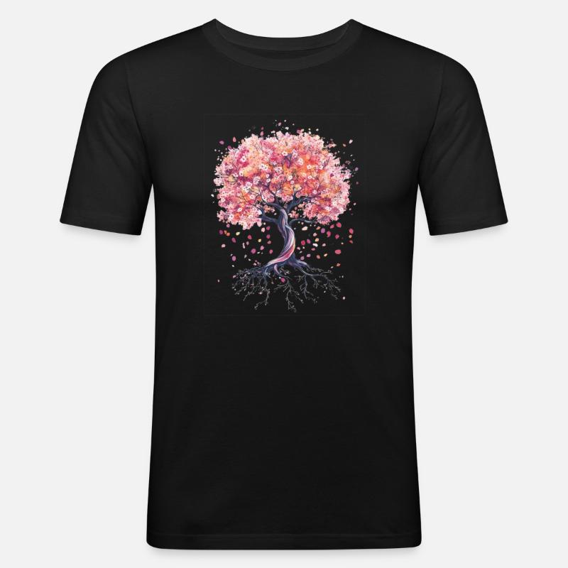 Cherry tree in bloom - Men's Slim Fit T-Shirt - black