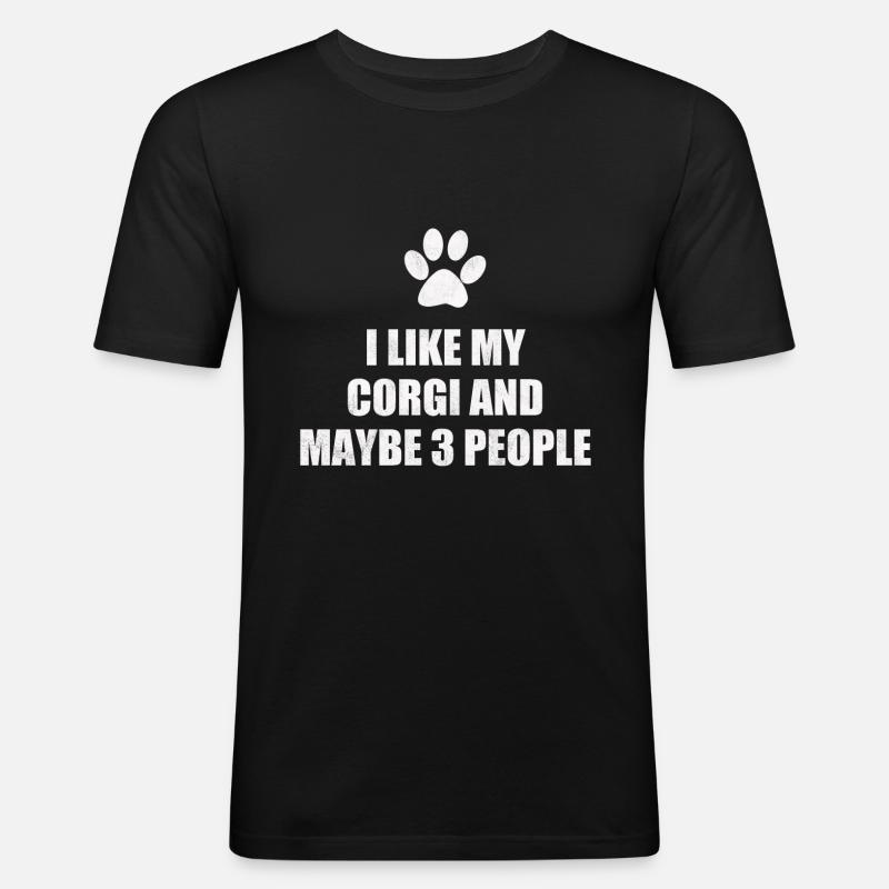 Corgi - Männer Slim Fit T-Shirt - Schwarz