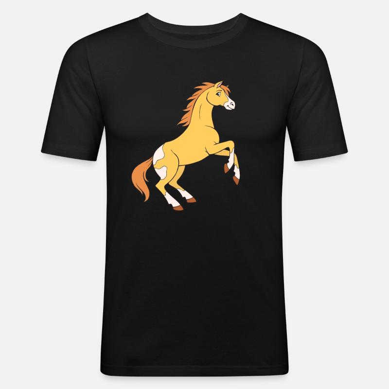 Wildpferd Mädchen Pferd - Männer Slim Fit T-Shirt - Schwarz