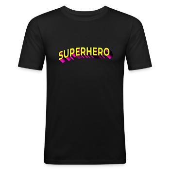 Super-héros - T-shirt près du corps Homme - noir - Devant - Nik (191cm)