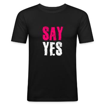Say Yes Heiratsantrag - Männer Slim Fit T-Shirt - Schwarz - Vorne - Nik (191cm)