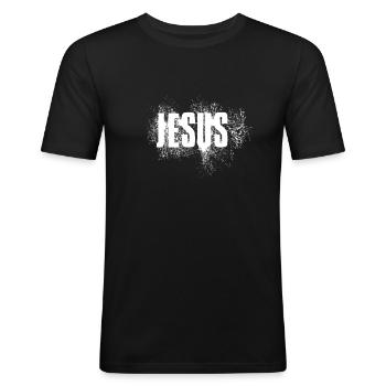 Jésus-Christ - T-shirt près du corps Homme - noir - Devant - Nik (191cm)