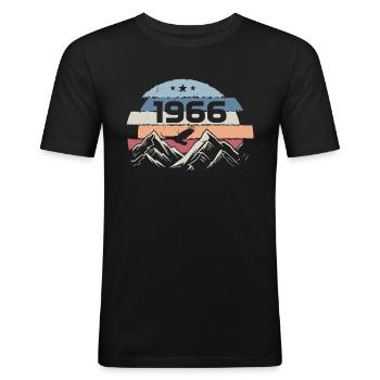 Original 1966 Jahrgang 1966 Geburtstag 1966 - Männer Slim Fit T-Shirt - Schwarz - Vorne - Nik (191cm)