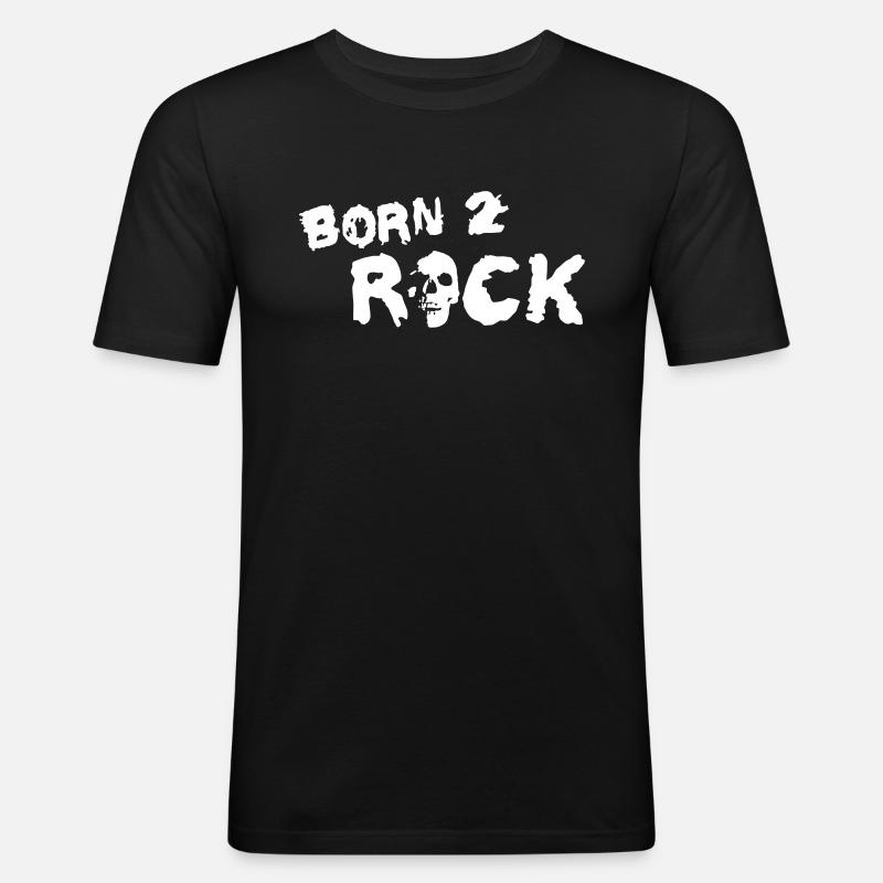 born_2_rock_b_1c - Männer Slim Fit T-Shirt - Schwarz