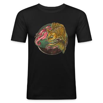 Japanischer Fisch - Männer Slim Fit T-Shirt - Schwarz - Vorne - Nik (191cm)