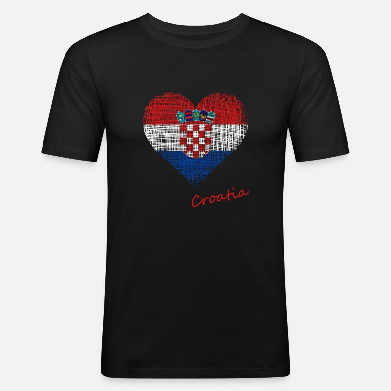 Croatia - Männer Slim Fit T-Shirt - Schwarz