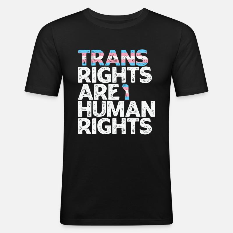 Trans-Rechte sind Menschenrechte - Männer Slim Fit T-Shirt - Schwarz