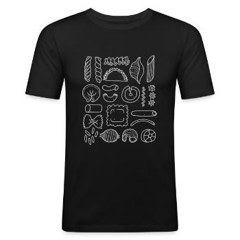 Pasta - leckere Nudelsorten - Männer Slim Fit T-Shirt - Schwarz - Vorne - Nik (191cm)