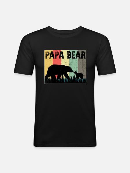 papa Ours - T-shirt près du corps Homme - noir