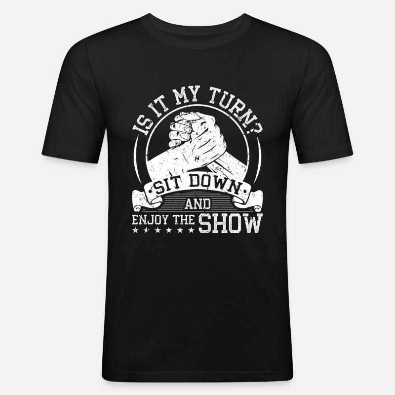 Arm Wrestle - Männer Slim Fit T-Shirt - Schwarz
