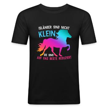 Islandpferd - Männer Slim Fit T-Shirt - Schwarz - Vorne - Nik (191cm)