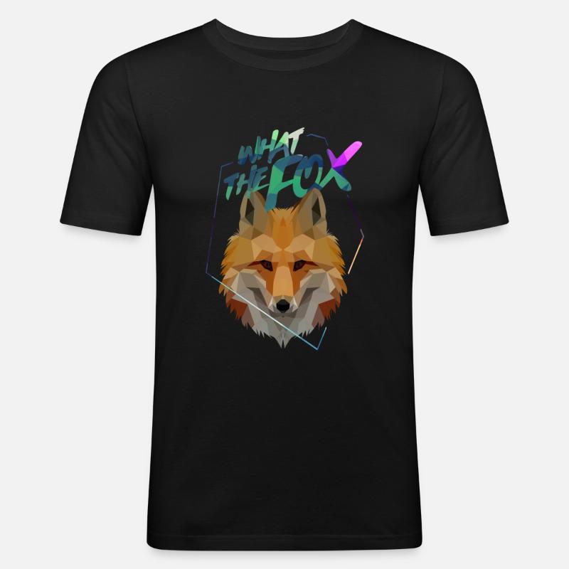 Fuchs What the Fox Geometrisch - Männer Slim Fit T-Shirt - Schwarz