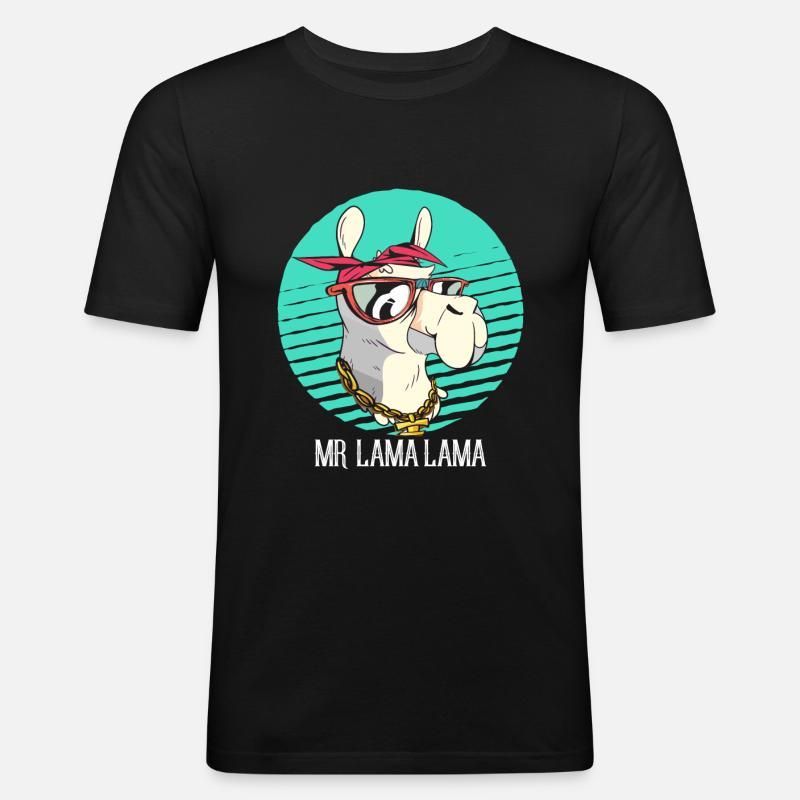 Llama - Männer Slim Fit T-Shirt - Schwarz