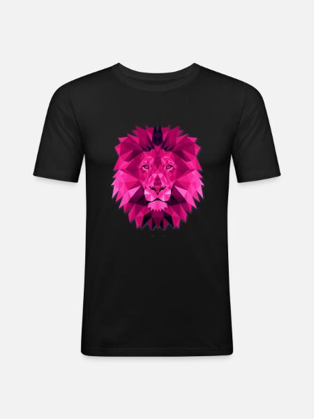 Lion Geometric Polygon Loewe - Men's Slim Fit T-Shirt - black